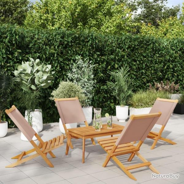 Chaises de jardin pliantes lot de 4 taupe tissu et bois massif alsavelo