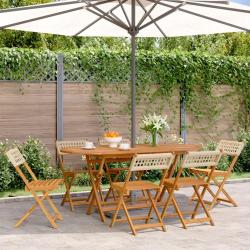 Chaises de jardin pliantes lot de 6 beige rotin et bois massif alsavelo