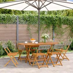 Chaises de jardin pliantes lot de 6 gris poly rotin bois massif alsavelo