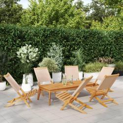 Chaises de jardin pliantes lot de 6 beige tissu et bois massif alsavelo