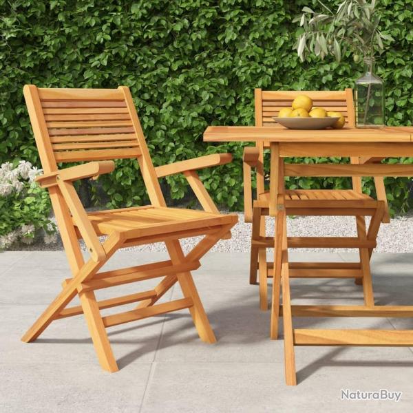 Chaises de jardin pliantes lot de 2 55x62x90cm bois massif teck alsavelo