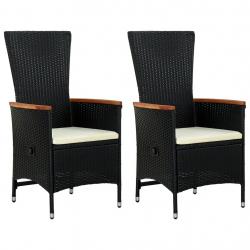 Chaises d'extérieur lot de 2 avec coussins Résine tressée Noir alsavelo