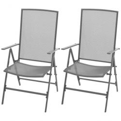 Chaises empilables de jardin lot de 2 Acier Gris