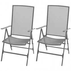 Chaises empilables de jardin lot de 2 Acier Gris alsavelo