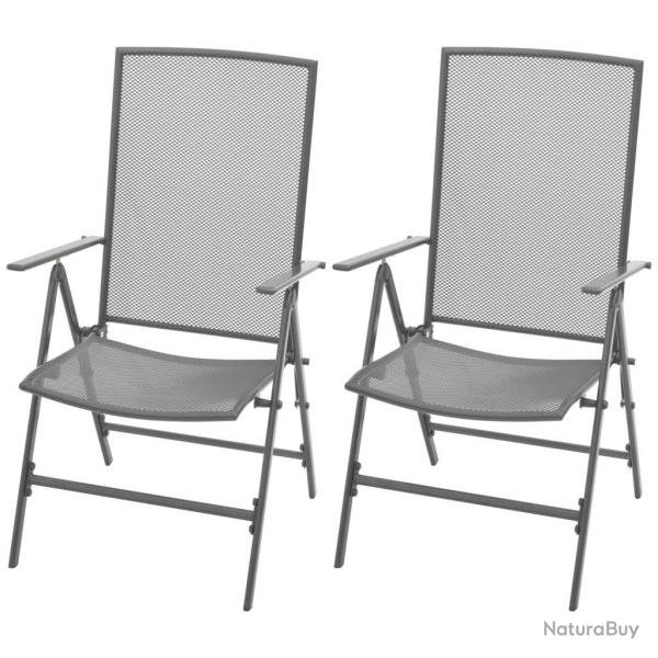 Chaises empilables de jardin lot de 2 Acier Gris alsavelo