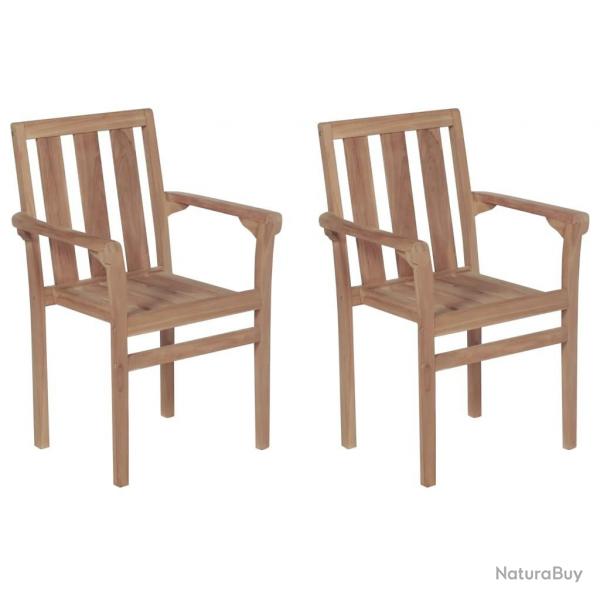 Chaises empilables de jardin lot de 2 Bois de teck solide alsavelo