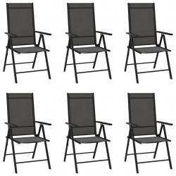 Chaises de jardin pliables lot de 6 Textilène Noir alsavelo