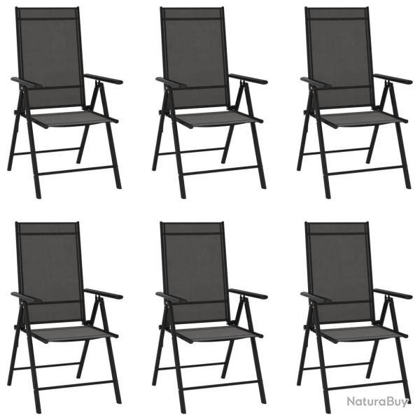Chaises de jardin pliables lot de 6 Textilne Noir alsavelo