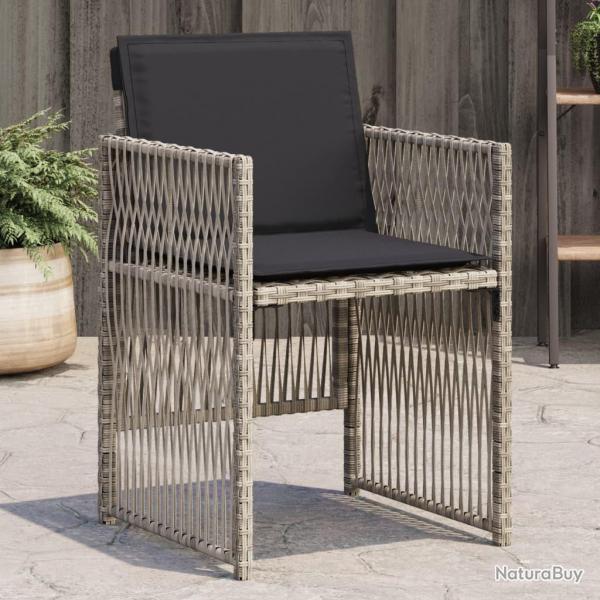 Chaises de jardin avec coussins lot de 4 gris clair poly rotin alsavelo