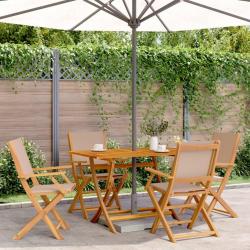 Chaises de jardin pliantes lot de 4 taupe tissu et bois massif alsavelo