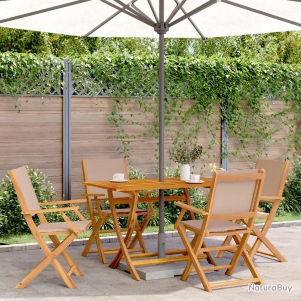 Chaises de jardin pliantes lot de 4 taupe tissu et bois massif alsavelo