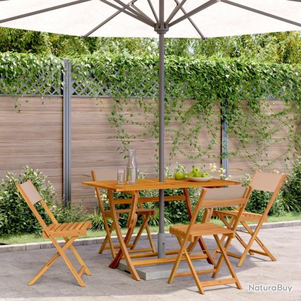 Chaises de jardin pliantes lot de 4 taupe tissu et bois massif alsavelo