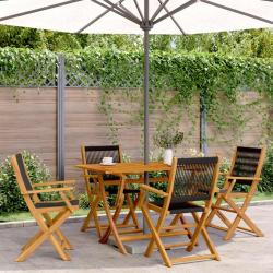 Chaises de jardin pliantes lot de 4 noir bois d'acacia massif alsavelo