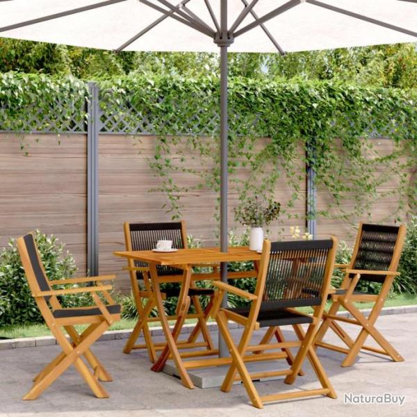 Chaises de jardin pliantes lot de 4 noir bois d'acacia massif