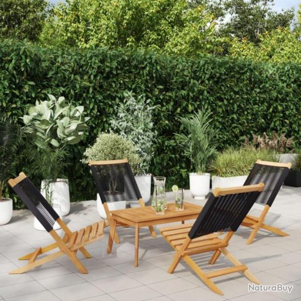 Chaises de jardin pliantes lot de 4 noir bois d'acacia massif