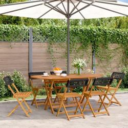 Chaises de jardin pliantes lot de 6 noir poly rotin bois massif alsavelo