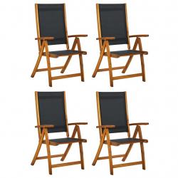Chaises de jardin pliantes lot de 4 acacia massif et textilène alsavelo
