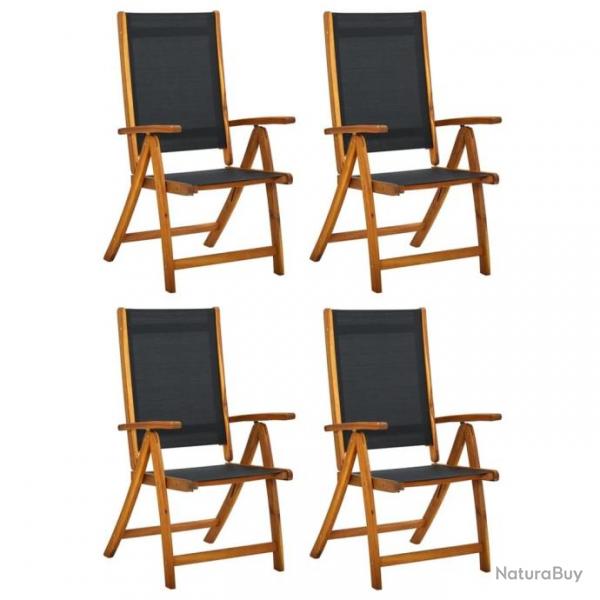 Chaises de jardin pliantes lot de 4 acacia massif et textilne