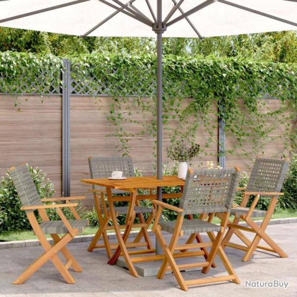 Chaises de jardin pliantes lot de 4 gris poly rotin bois massif