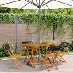 Chaises de jardin pliantes lot de 4 noir poly rotin bois massif alsavelo