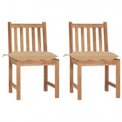 Chaises de jardin lot de 2 avec coussins Bois de teck massif alsavelo