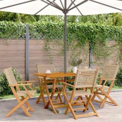 Chaises de jardin pliantes lot de 4 beige rotin et bois massif alsavelo