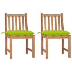 Chaises de jardin lot de 2 avec coussins Bois de teck massif alsavelo