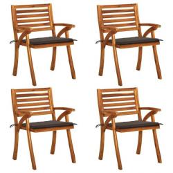 Chaises de jardin avec coussins lot de 4 Bois de teck solide alsavelo