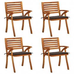 Chaises de jardin avec coussins lot de 4 Bois de teck solide alsavelo
