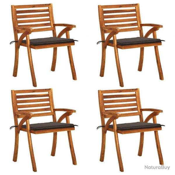 Chaises de jardin avec coussins lot de 4 Bois de teck solide alsavelo