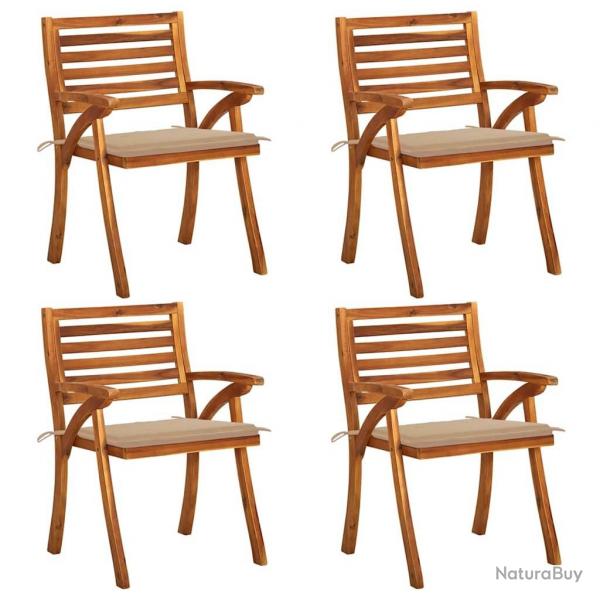 Chaises de jardin avec coussins lot de 4 Bois de teck solide alsavelo