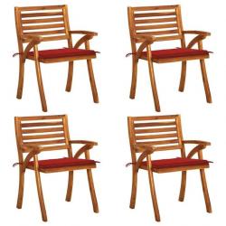 Chaises de jardin avec coussins lot de 4 Bois de teck solide