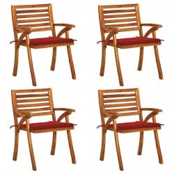 Chaises de jardin avec coussins lot de 4 Bois de teck solide alsavelo