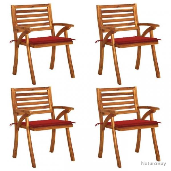 Chaises de jardin avec coussins lot de 4 Bois de teck solide