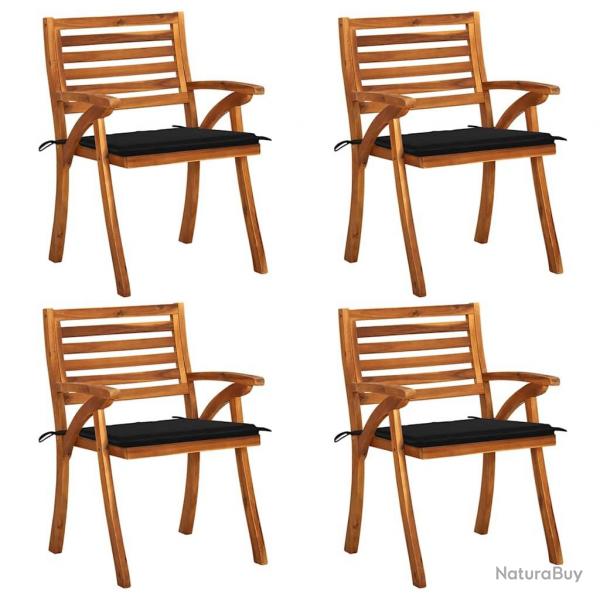 Chaises de jardin avec coussins lot de 4 Bois de teck solide alsavelo