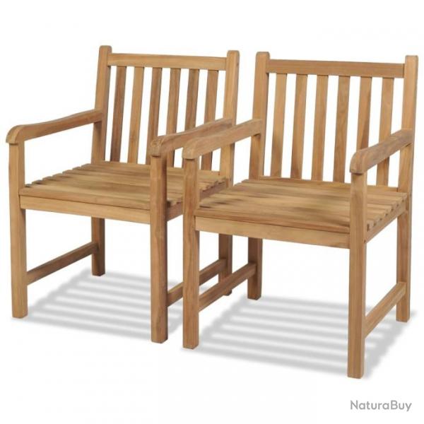 Chaises d'extrieur lot de 2 Bois de teck solide