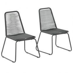 Chaises d'extérieur lot de 2 Résine tressée Noir alsavelo