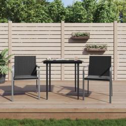 Chaises de jardin avec coussins lot de 2 noir 56x59x84 cm rotin alsavelo