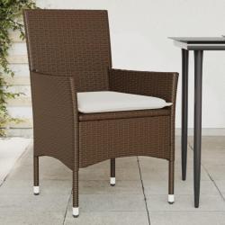 Chaises de jardin avec coussins lot de 2 marron résine tressée alsavelo