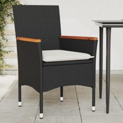 Chaises de jardin avec coussins lot de 2 noir résine tressée alsavelo