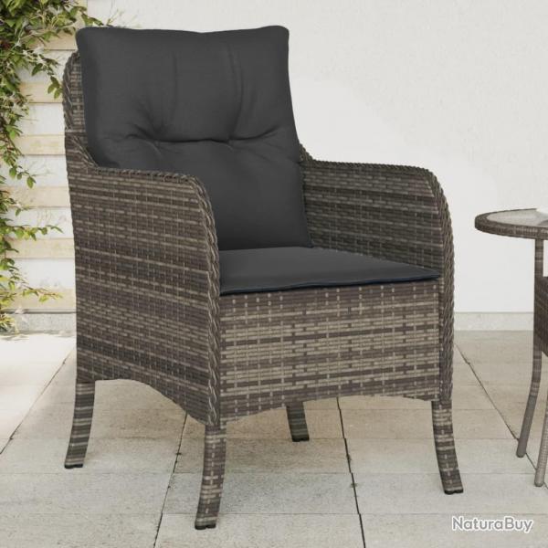 Chaises de jardin avec coussins lot de 2 gris rsine tresse alsavelo