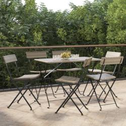 Chaises de bistrot pliantes lot de 6 Gris Résine tressée acier