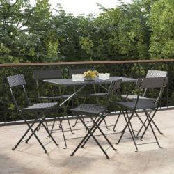 Chaises de bistrot pliantes lot de 6 Noir Résine tressée acier alsavelo