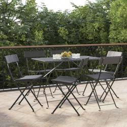 Chaises de bistrot pliantes lot de 6 Noir Résine tressée acier alsavelo