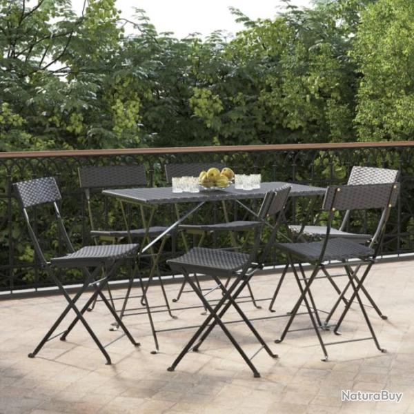 Chaises de bistrot pliantes lot de 6 Noir Rsine tresse acier