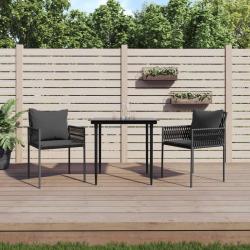 Chaises de jardin avec coussins lot de 2 noir 54x61x83 cm rotin alsavelo