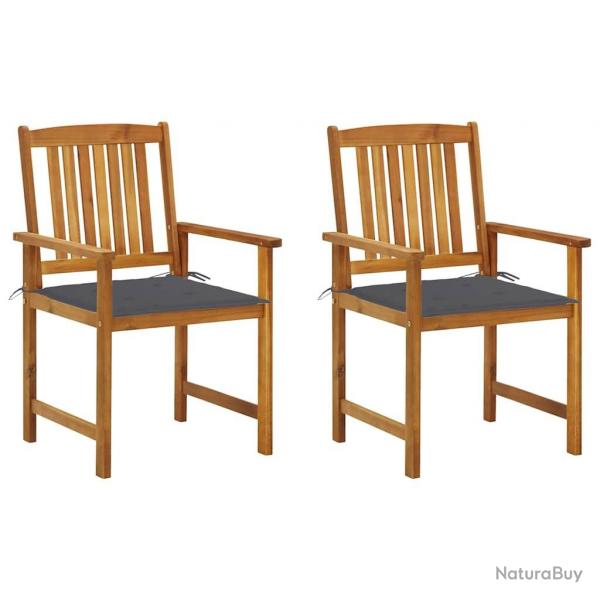 Chaises de jardin avec coussins lot de 2 Bois d'acacia massif alsavelo