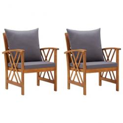 Chaises de jardin avec coussins lot de 2 Bois d'acacia massif alsavelo