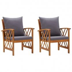 Chaises de jardin avec coussins lot de 2 Bois d'acacia massif alsavelo