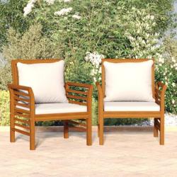 Chaises de canapé et coussins blanc crème lot de 2 Bois acacia alsavelo